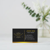Carte De Visite Design professionnel moderne élégant Black Gold De (Debout devant)