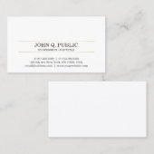 Carte De Visite Design professionnel moderne élégant en or blanc (Devant / Derrière)