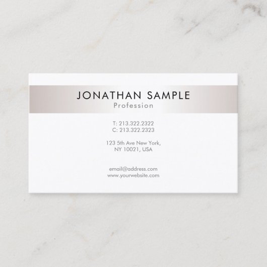 Carte De Visite Design professionnel Moderne Élégant Minimal Plain (Devant)
