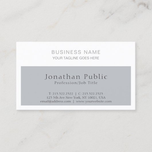 Carte De Visite Design professionnel moderne entreprise gris blanc (Devant)
