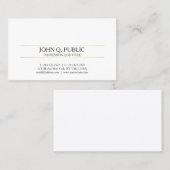 Carte De Visite Design professionnel moderne or blanc design éléga (Devant / Derrière)