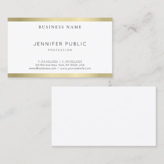 Carte De Visite Design professionnel moderne or look design élégan (Devant / Derrière)