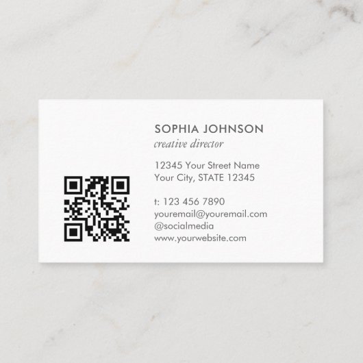Carte De Visite Design professionnel photo QR Code chic (Dos)