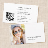 Carte De Visite Design professionnel photo QR Code chic