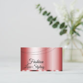 Carte De Visite Design Red Chic Glamour Professionnel et Simple (Debout devant)