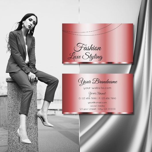 Carte De Visite Design Red Chic Glamour Professionnel et Simple