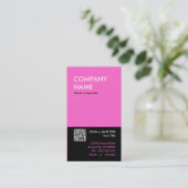 Carte De Visite design rose en gras votre propre code QR (Debout devant)