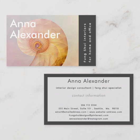 Carte De Visite Design rose sérénité 11 (Devant / Derrière)