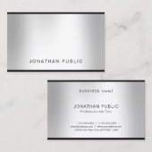Carte De Visite Design Silver Look professionnel élégant charme (Devant / Derrière)