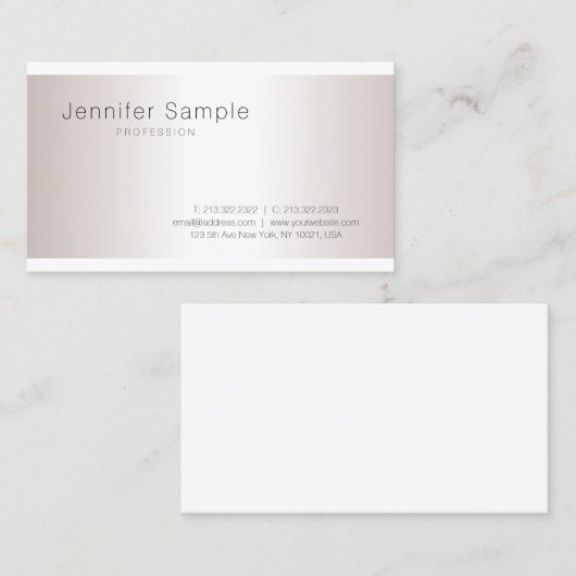 Carte De Visite Design Silver Moderne Simple Simple Professionnel (Devant / Derrière)