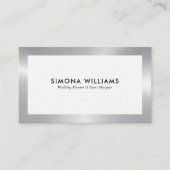 Carte de visite design simple blanc et argent (Devant)