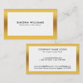 Carte De Visite Design simple blanc et or (Devant / Derrière)