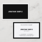 Carte De Visite Design simple élégant Noir Blanc Luxe Moderne (Devant / Derrière)