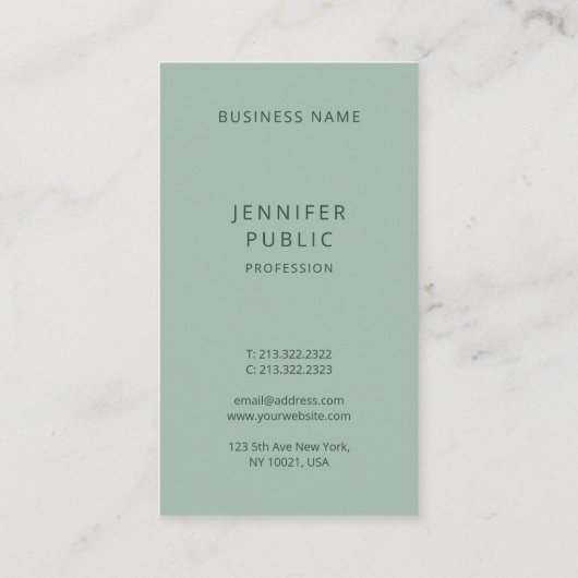 Carte De Visite Design simple Élégant rose Vert Modèle moderne (Dos)