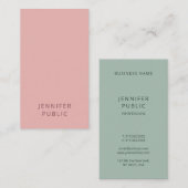 Carte De Visite Design simple Élégant rose Vert Modèle moderne (Devant / Derrière)