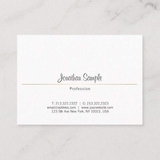 Carte De Visite Design simple et créatif Gold Plain Luxe tendance (Dos)