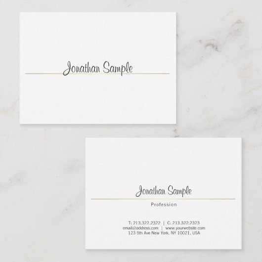 Carte De Visite Design simple et créatif Gold Plain Luxe tendance (Devant / Derrière)