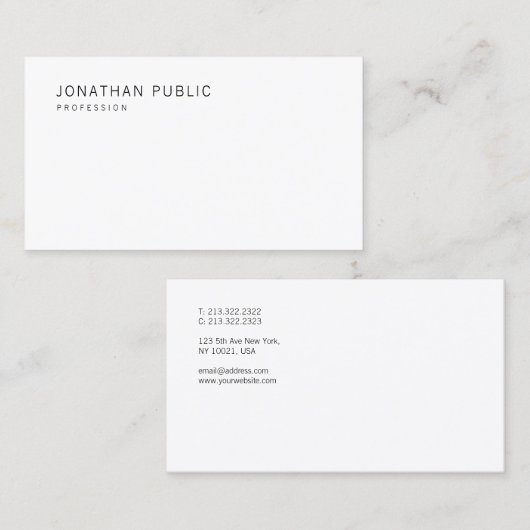 Carte De Visite Design simple et créatif Modèle blanc moderne (Devant / Derrière)
