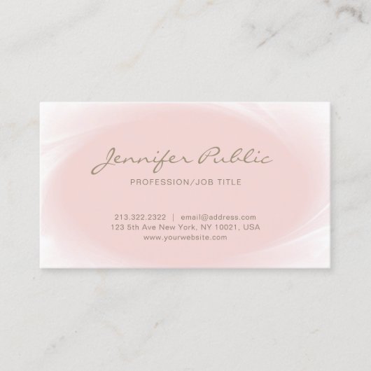 Carte De Visite Design simple et élégant Blush Rose Or tendance (Devant)
