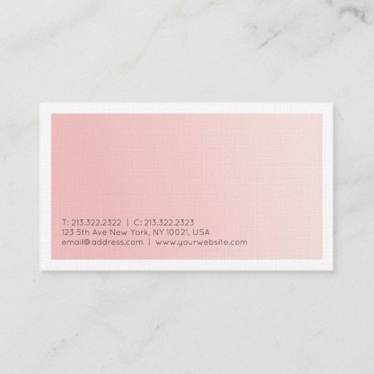 Carte De Visite Design simple et élégant Design tendance rose pâle (Dos)
