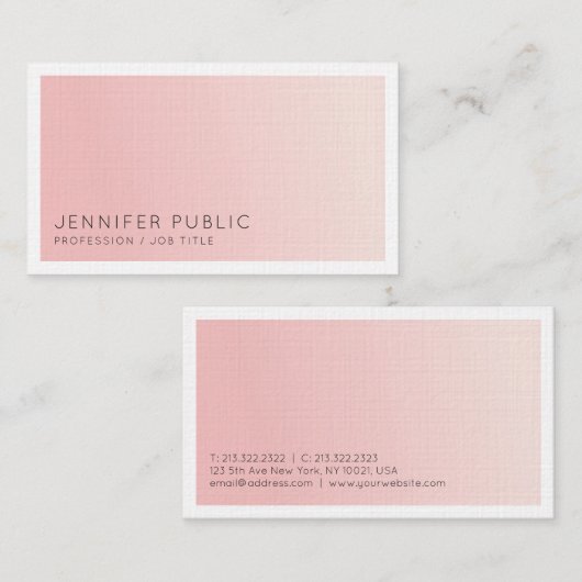Carte De Visite Design simple et élégant Design tendance rose pâle (Devant / Derrière)