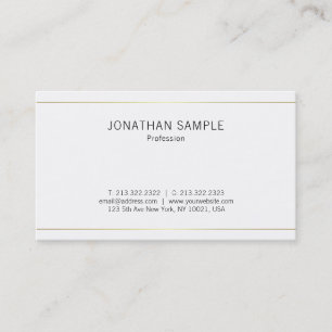 Carte De Visite Design simple et élégant Or Blanc tendance Plain L