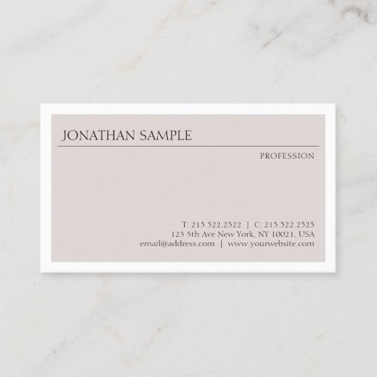 Carte De Visite Design simple et professionnel Modèle élégant (Devant)