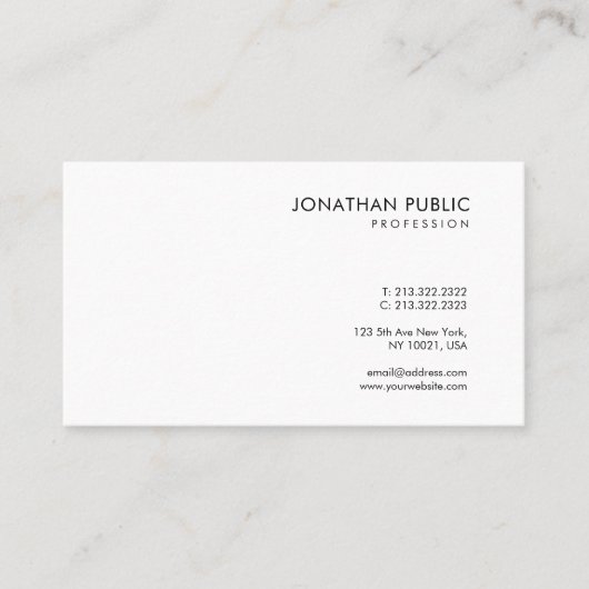 Carte De Visite Design simple et tendance Modèle blanc moderne chi (Devant)