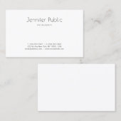 Carte De Visite Design simple Moderne Blanc Plat À la mode (Devant / Derrière)