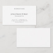 Carte De Visite Design Simple Moderne Professionnel Élégant Blanc (Devant / Derrière)