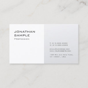 Carte De Visite Design simple moderne Silver Blanc Plaine tendance