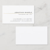 Carte De Visite Design Simple Or Stripe Design Blanc tendance (Devant / Derrière)