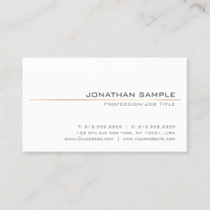 Carte De Visite Design Simple Or Stripe Design Blanc tendance