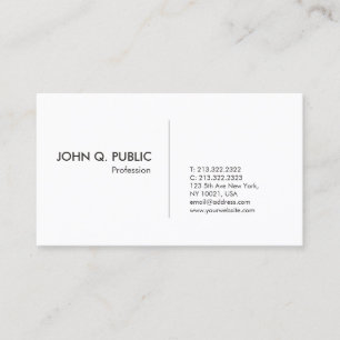 Carte De Visite Design simple professionnel Elégant blanc clair