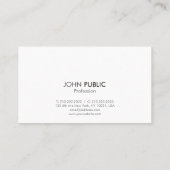 Carte De Visite Design simple professionnel élégant noir et blanc (Dos)