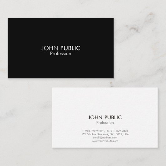 Carte De Visite Design simple professionnel élégant noir et blanc (Devant / Derrière)