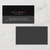 Carte De Visite Design tendance Black Grey Professional Moderne (Devant / Derrière)