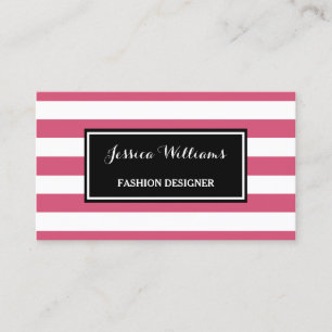 Carte De Visite Design tendance Hot Rose et Black Stripes