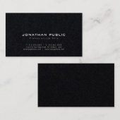 Carte De Visite Design tendance moderne moderne Noir de luxe Plain (Devant / Derrière)