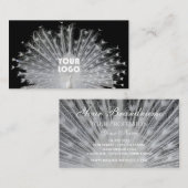 Carte De Visite Design unique élégant Peacock blanc noir et logo (Devant / Derrière)