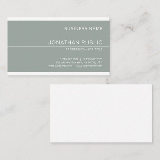 Carte De Visite Design vert créatif Design élégant professionnel d (Devant / Derrière)