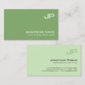 Carte De Visite Design vert élégant Monogram Plain Luxe (Devant / Derrière)