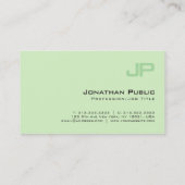 Carte De Visite Design vert élégant Monogram Plain Luxe (Dos)