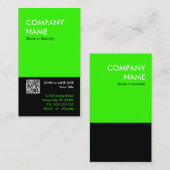 Carte De Visite design vert gras votre propre code QR (Devant / Derrière)
