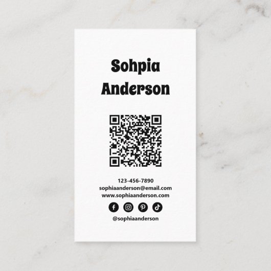 Carte De Visite Design vertical moderne | Code QR et liens sociaux (Dos)