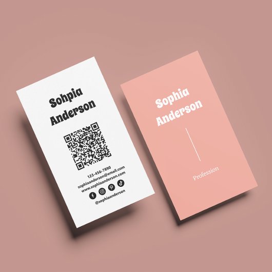 Carte De Visite Design vertical moderne | Code QR et liens sociaux