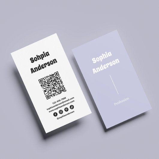 Carte De Visite Design vertical moderne | Code QR et liens sociaux
