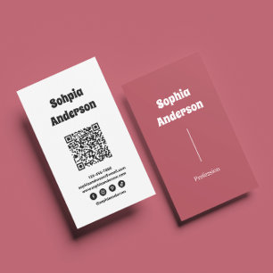 Carte De Visite Design vertical moderne Code QR et liens sociaux