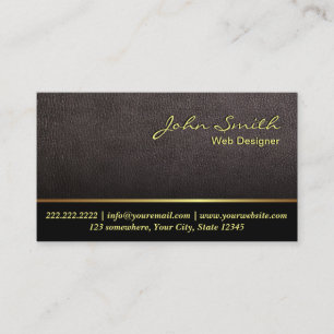 Carte De Visite Design Web élégant en cuir foncé