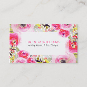 Carte De Visite Design Wedding planner d'explosion florale colorée